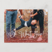 Moderne Sneeuw Script 2 Foto Feestdagenkaart (Voorkant)