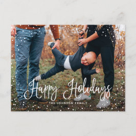 Moderne Sneeuw Script 2 Foto Feestdagenkaart