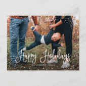 Moderne Sneeuw Script 2 Foto Feestdagenkaart (Voorkant)