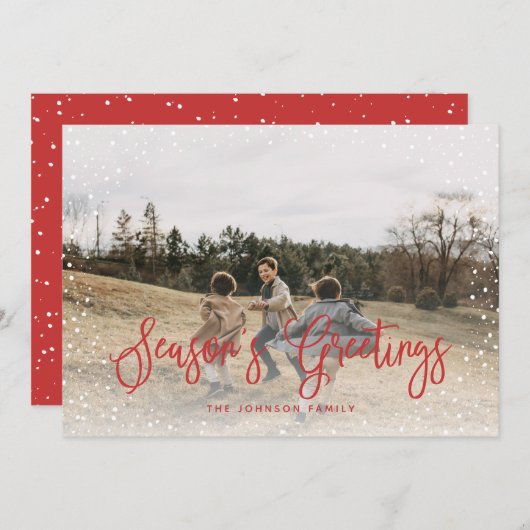 Moderne Sneeuw Script 2 Foto Feestdagenkaart (Voorkant / Achterkant)