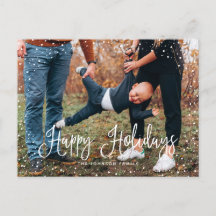 Moderne Sneeuw Script 2 Foto Vakantieansichtkaart