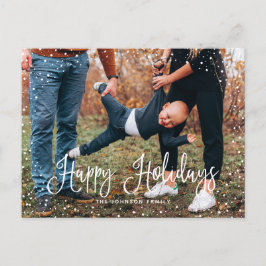 Moderne Sneeuw Script 2 Foto Vakantieansichtkaart Feestdagenkaart