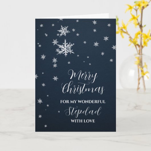 Moderne Sneeuw Stepdad Vrolijk Kerstfeest Kaart (Gele Bloem)