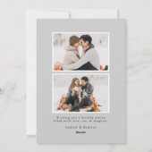 Moderne Sneeuw Vloeit Grijze Foto Feestdagenkaart (Achterkant)