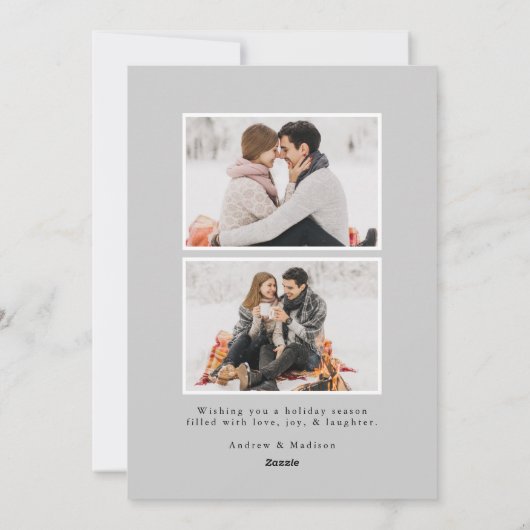 Moderne Sneeuw Vloeit Grijze Foto Feestdagenkaart (Achterkant)