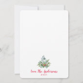 Moderne sneeuw White Waterverf Festive Greens Foto Feestdagenkaart (Achterkant)