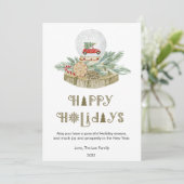 Moderne Sneeuwbol Plat ontwerp Feestdagenkaart (Staand voorkant)