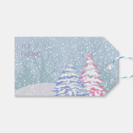 Moderne Sneeuwboom VERANDERT VAN KLEUR Cadeaulabel