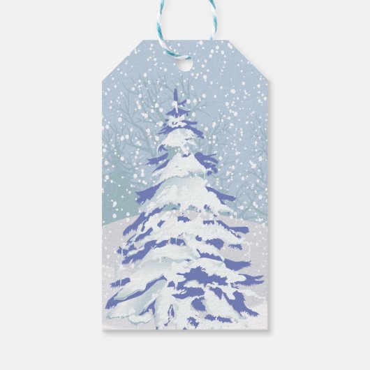 Moderne Sneeuwboom VERANDERT VAN KLEUR Cadeaulabel (Achterkant)