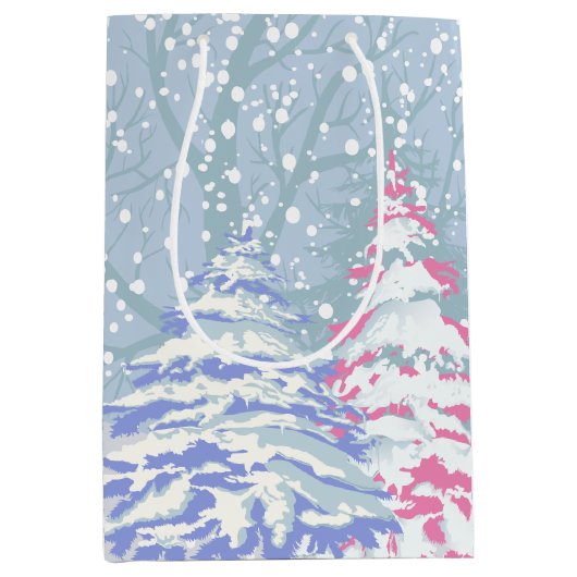 Moderne Sneeuwboom VERANDERT VAN KLEUR Medium Cadeauzakje (Voorkant)