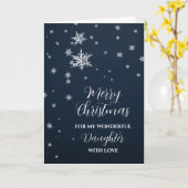 Moderne Sneeuwdochter Vrolijk Kerstfeest Kaart (Gele Bloem)