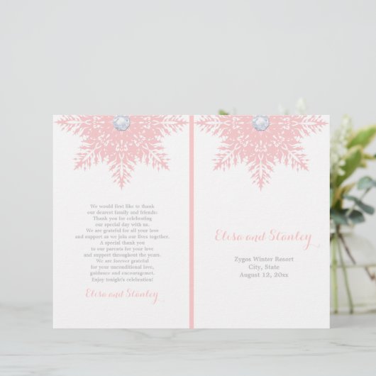 Moderne sneeuwflake roze, wittrouwprogramma (Staand voorkant)