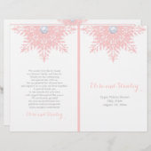 Moderne sneeuwflake roze, wittrouwprogramma (Voorkant / Achterkant)