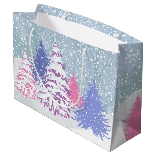 Moderne Sneeuwkerstbomen VERANDEREN van kleur Groot Cadeauzakje (Achterkant Gekanteld)