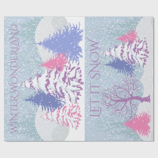 Moderne Sneeuwkerstboomkleur Cadeaupapier (Vlak)