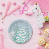 Moderne Sneeuwkerstboomkleur Papieren Bordje (Feest)