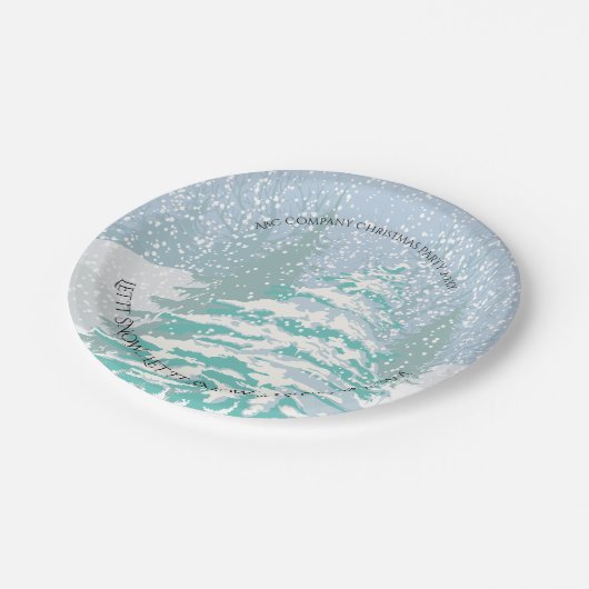 Moderne Sneeuwkerstboomkleur Papieren Bordje (Gekanteld)