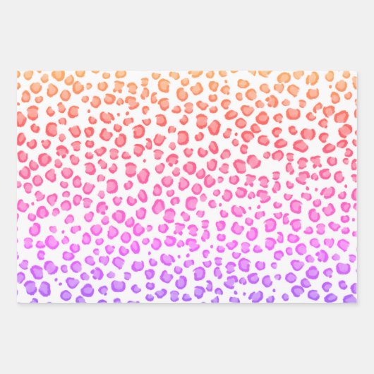 Moderne sneeuwluipaard rode roze groene proefdruk inpakpapier vel (Voorkant 3)