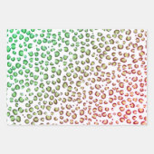 Moderne sneeuwluipaard rode roze groene proefdruk inpakpapier vel (Voorkant)