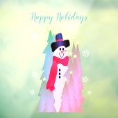 Moderne sneeuwman en roze boom raamsticker (Vel 3)