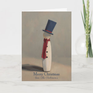 Moderne Sneeuwman Watercolor Kerstkaart Kaart