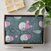 Moderne Sneeuwmannen Ornamenten Roze en Groene Ker Tissuepapier (Geschenk)
