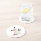 Moderne  sneeuwpop zandsteen onderzetter (Zijkant)