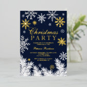 Moderne sneeuwpoppenkast voor winterkerstfeest folie uitnodiging (Staand Voorkant)