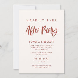 Moderne sneeuwroze Happily ever after-feestje Kaart