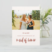 Moderne sneeuwroze Maid van eer bedankt je kaart (Staand voorkant)