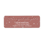 Moderne Sneeuwval Vrolijk en Helder Roze Kerstmis Etiket (Voorkant)