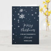 Moderne Sneeuwverloofde Vrolijk Kerstfeest Kaart (Gele Bloem)