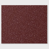 Moderne sneeuwvlekken witte pokadots op maroon cadeaupapier (Vlak)