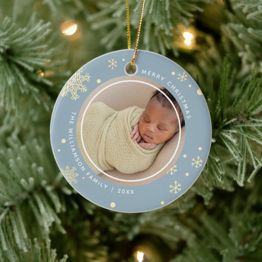 Moderne Sneeuwvlok 2 Foto's Keramisch Ornament (Boom)