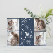 Moderne Sneeuwvlok 4 Familie Afbeeldingen Kerst 20 Feestdagenkaart (Staand voorkant)