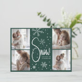 Moderne Sneeuwvlok 4 Familie Afbeeldingen Kerst 20 Feestdagenkaart (Staand voorkant)