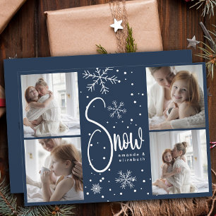 Moderne Sneeuwvlok 4 Familie Afbeeldingen Kerst 20 Feestdagenkaart