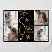 Moderne Sneeuwvlok 4 Familie Afbeeldingen Kerst 20 Folie Feestdagenkaart (Voorkant)