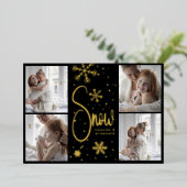 Moderne Sneeuwvlok 4 Familie Afbeeldingen Kerst 20 Folie Feestdagenkaart (Staand Voorkant)