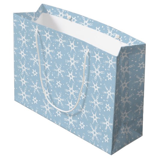 Moderne Sneeuwvlok All-over Patroon Gift Bag Groot Cadeauzakje (Achterkant Gekanteld)