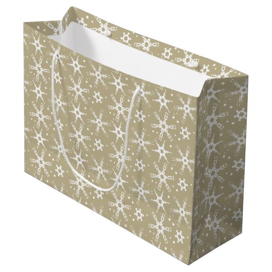 Moderne Sneeuwvlok All-over Patroon Gift Bag Groot Cadeauzakje (Voorkant Gekanteld)