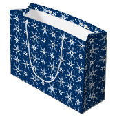 Moderne Sneeuwvlok All-over Patroon Gift Bag Groot Cadeauzakje (Achterkant Gekanteld)