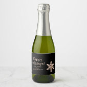 Moderne Sneeuwvlok Corporate Seizoensgebonden Groe Sparkling Wijnetiket (Voorkant)