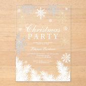 Moderne sneeuwvlok dennen clearwinter Kerstfeest Acryl Uitnodigingen (Voorkant)