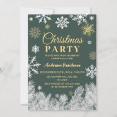Moderne sneeuwvlok dennengroen winter kerstfeest kaart (Voorkant)