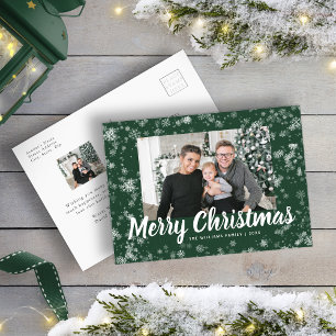 Moderne Sneeuwvlok Foto Kerstkaart Briefkaart
