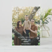 Moderne Sneeuwvlok Frame Foto Overlay Rode Kerstmi (Staand voorkant)