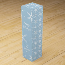 Moderne Sneeuwvlok Gepersonaliseerde Wijnfles Gift