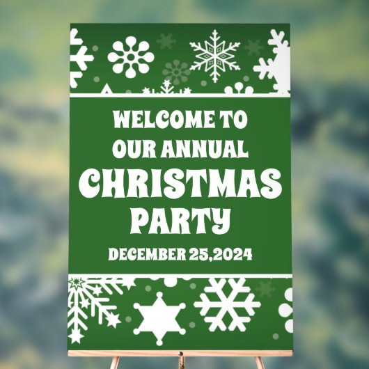 Moderne sneeuwvlok Green Christmas Party Welkom Acryl Bord (Neutraal)