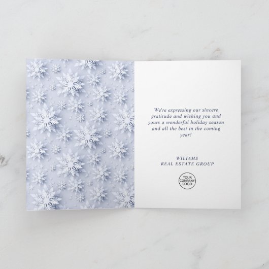 Moderne Sneeuwvlok Kerst Bedrijfsbegroeting Feestdagen Kaart (Binnen)